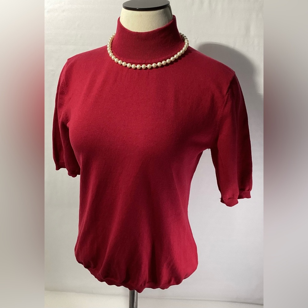 David Brooks Woman’s Top Size M Silk Blend Pullover Color Dark Red Knit